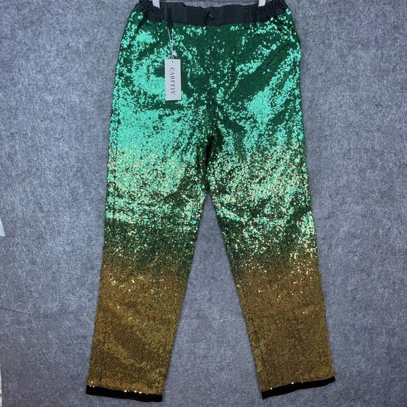 Carffiv Sequin Pants Mens XS Gradient Rainbow Party Sparkle Glitter Suit Costume - Picture 1 of 7